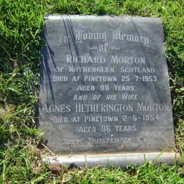 MORTON Richard -1953 &amp; Agnes Hetherington -1954