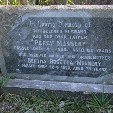 MUNNERY Percy -1959 &amp; Bertha Rosetta -1973