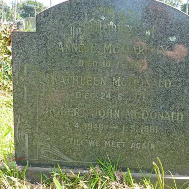 McDONALD Robert John 1946-1981 :: McDONALD  Kathleen -1971 ::  McCARTHY  Anne E. -1947