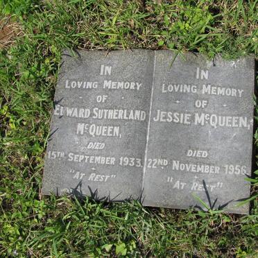 McQUEEN Edward Sutherland -1933 &amp; Jessie -1956
