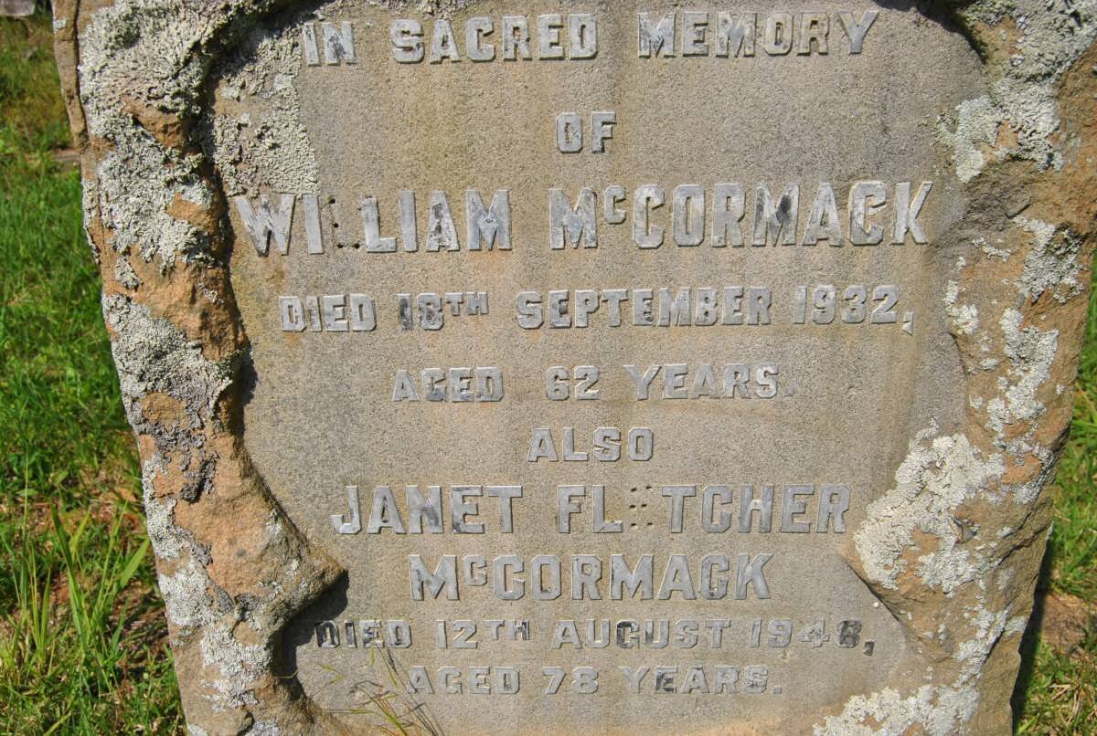 McCORMACK William -1932 &amp; Janet Fletcher -1946