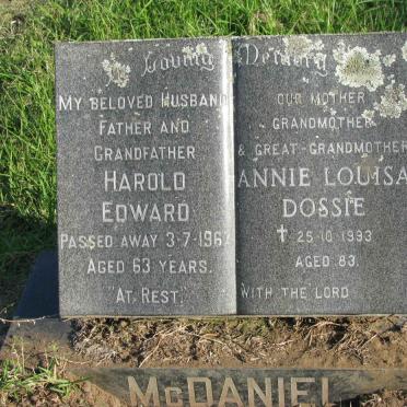 McDANIEL Harold Edward -1967 &amp; Annie Louisa Dossie -1993