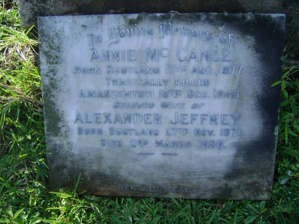 McCANCE Alexander Jeffrey 1871-1950 &amp; Annie 1877-1949