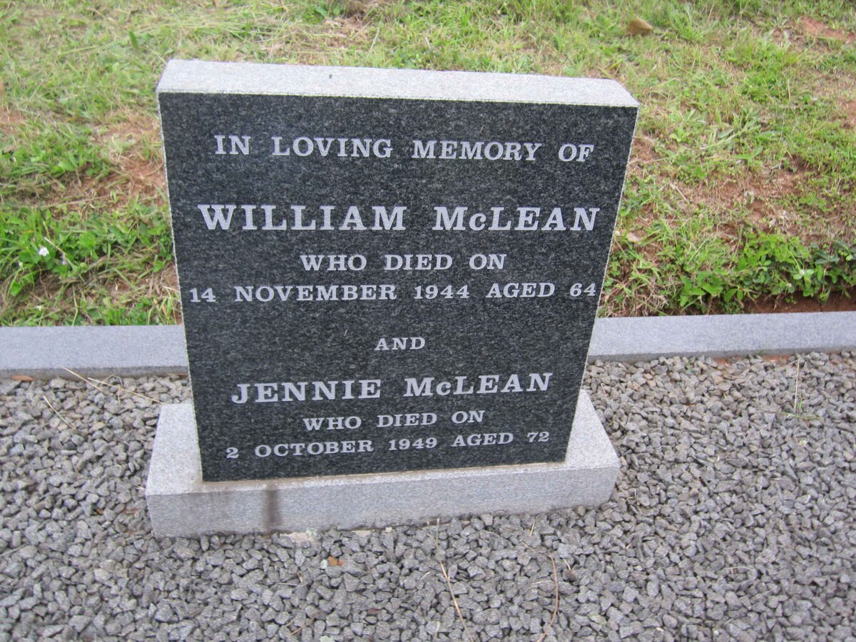McLEAN William -1944 &amp; Jennie -1949