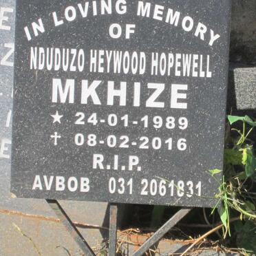 MKHIZE Nduduzo Heywood Hopewell 1989-2016