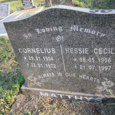 MATTHYS Cornelius 1904-1972 &amp; Hessie Cecilia 1906-1997