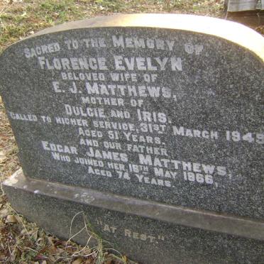 MATTHEWS Edgar James -1966 &amp; Florence Evelyn -1949