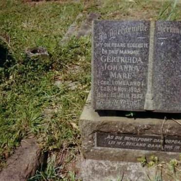 MARE Gertruida Johanna nee LOMBAARD 1905-1952