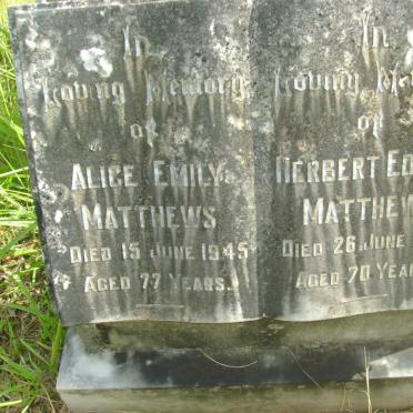 MATTHEWS Herbert Edwin -1937 &amp; Alice Emily -1945