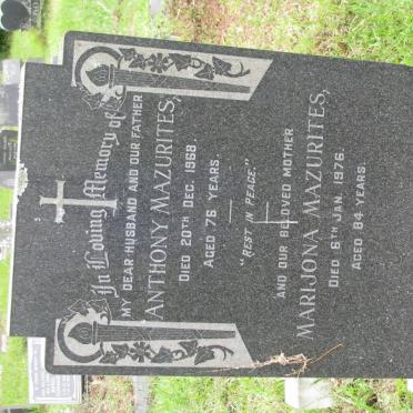 MAZURITES Anthony -1968 &amp; Marijona -1976