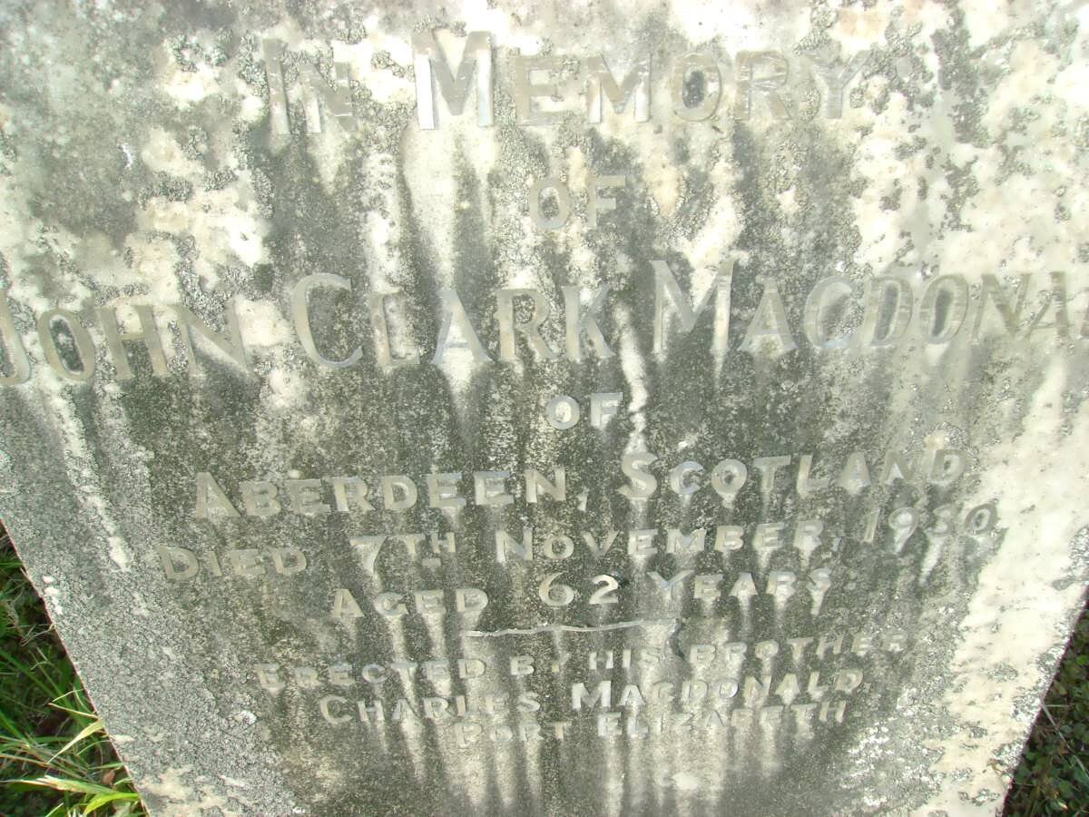 MACDONALD John Clark -1930