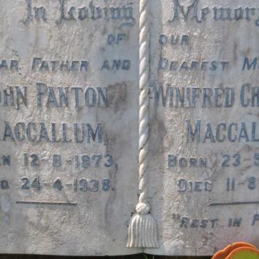 MACCALLUM John Panton 1873-1938 &amp; Winifred Charlotte 1879-1941
