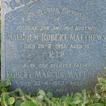 MATTHEWS Malcolm Robert -1957 :: MATTHEWS Robert Marcus -1983