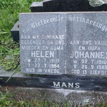 MANS Johannes 1910-1989 &amp; Helen 1910-1984