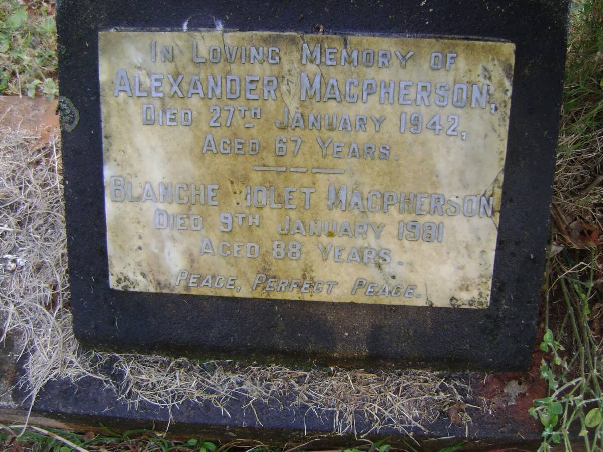 MACPHERSON Alexander -1942 &amp; Blanche Violet -1981