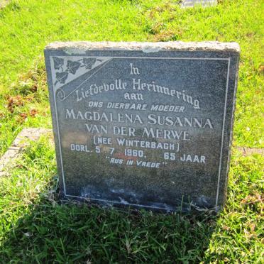 MERWE Magdalena Susanna, van der nee WINTERBACH -1960