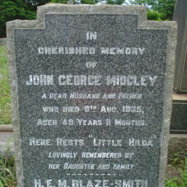 MIDGLEY John George -1935 :: BLAZE-SMITH Hilda formerly MIDGLEY nee SHAVE 1892-1987