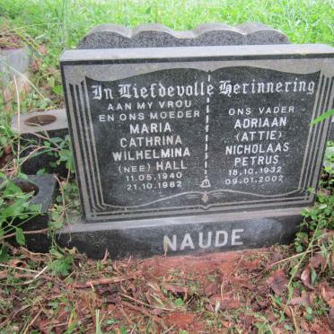 NAUDE Adriaan Nicholaas Petrus 1932-2002 &amp; Maria Cathrina Wilhelmina HALL 1940-1982