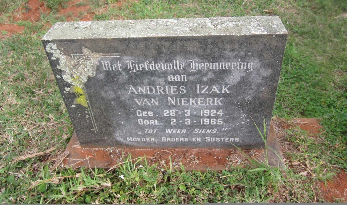 NIEKERK Andries Izak, van 1924-1965