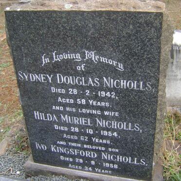 NICHOLLS Sydney Douglas -1942 &amp; Hilda Muriel -1954 :: NICHOLLS Ivo Kingsford -1958 :: McCARTHY David William 1925-1983