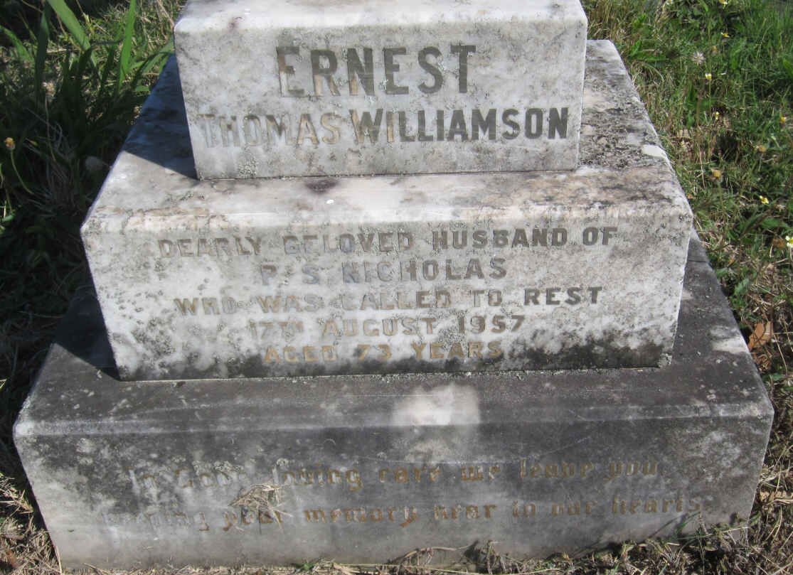 NICHOLAS Ernest Thomas Williamson -1957