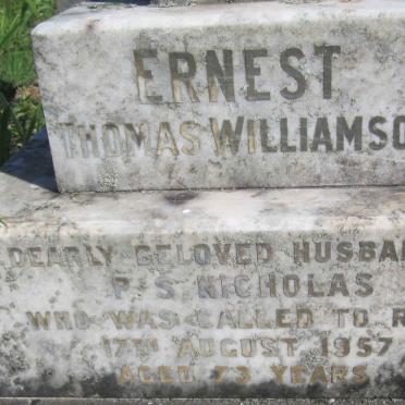 NICHOLAS Ernest Thomas Williamson -1957