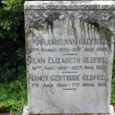 OLDFIELD Jean Elizabeth 1921-1927 :: OLDFIELD Marjorie Ann 1925-1925 :: OLDFIELD Nancy Gertrude 1930-1931