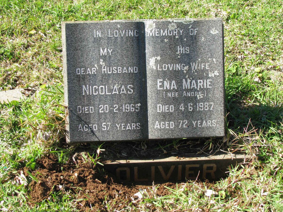 OLIVIER Nicolaas -1969 &amp; Ena Marie ANDRE -1987