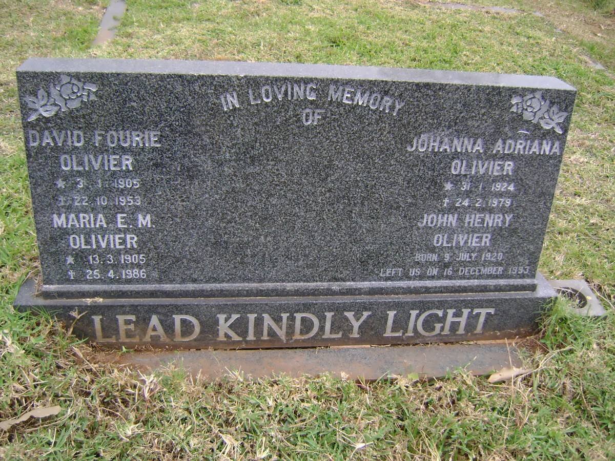 OLIVIER David Fourie 1905-1953 &amp; Maria E.M. 1905-1986 :: OLIVIER John Henry 1920-1993 &amp; Johanna Adriana 1924-1979