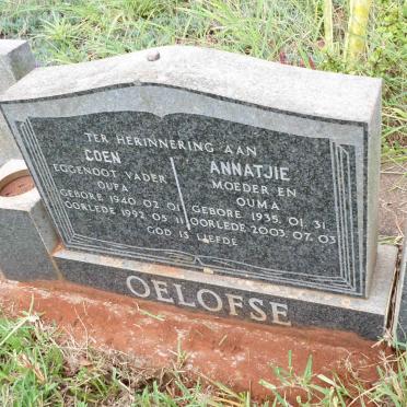 OELOFSE Coen 1940-1992 &amp; Annatjie 1935-2003