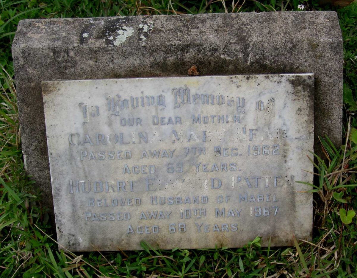 PATTEN Hubert Edward -1967 :: HEAD Carolina Mary -1962