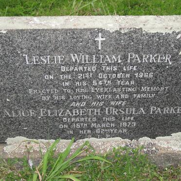 PARKER Leslie William -1966 &amp; Alice Elizabeth Ursula -1973