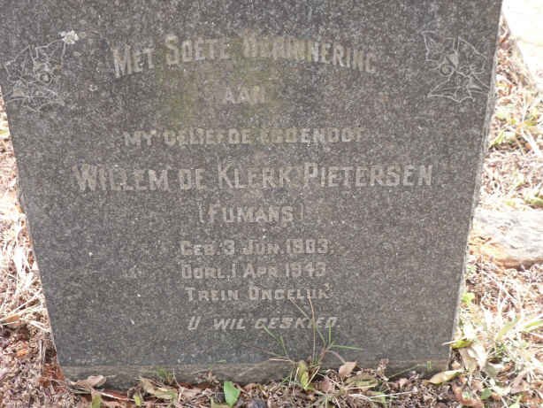 PIETERSEN Willem De Klerk 1903-1943