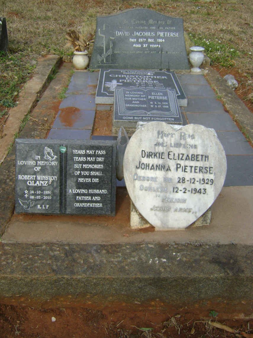PIETERSE David Jacobus -1964 :: PIETERSE Christopher David 1955-2014 :: PIETERSE Dirkie Elizabeth Johanna 1929-1943