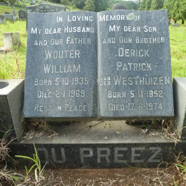 PREEZ Wouter William, du 1935-1969 :: DU PREEZ Derick Patrick van der Westhuizen 1952-1974