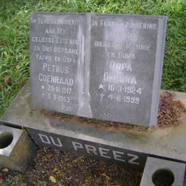 PREEZ Petrus Coenraad, du 1917-1969 &amp; Orpa Debora 1924-1999