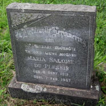 PLESSIS Maria Salome, du 1911-1957