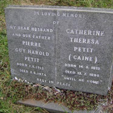 PETIT Pierre Guy Harold 1915-1974 &amp; Catherine Theresa CAINE 1912-1995