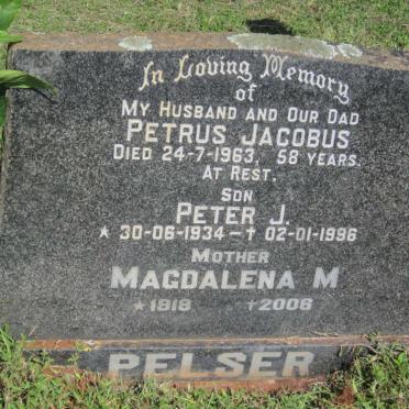 PELSER Petrus Jacobus  -1963 &amp; Magdalena M. 1918-2006 :: PELSER Peter J. 1934-1996