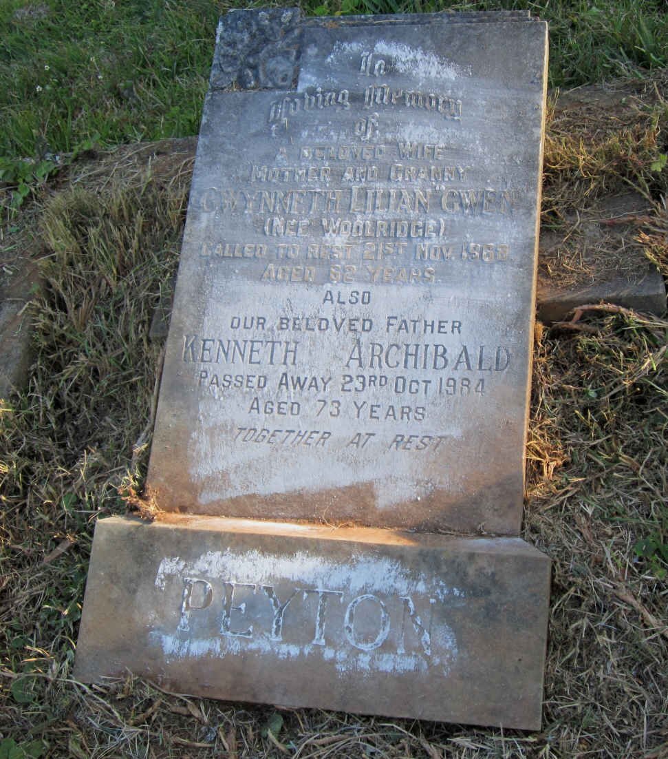 PEYTON Kenneth Archibald -1984 &amp; Gwyneth Lilian WOOLRIDGE -1968