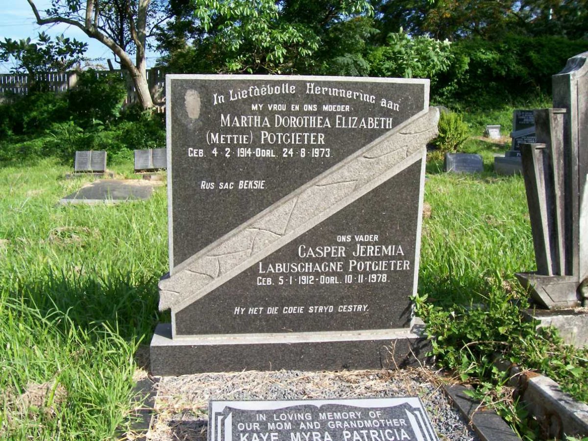POTGIETER Casper Jeremia Labuschagne 1912-1978 &amp; Martha Dorothea Elizabeth 1914-1973