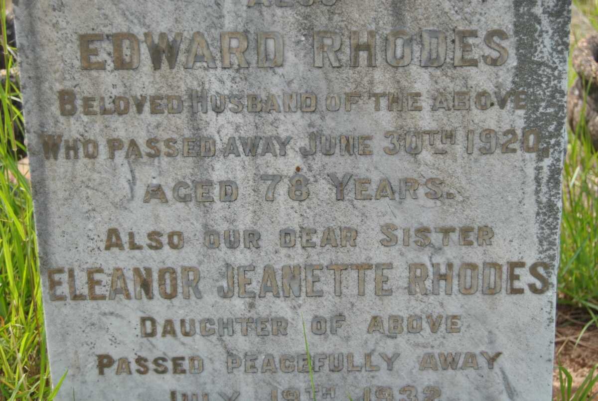 RHODES Edward -1920  :: RHODES Eleanor Jeanette -1932