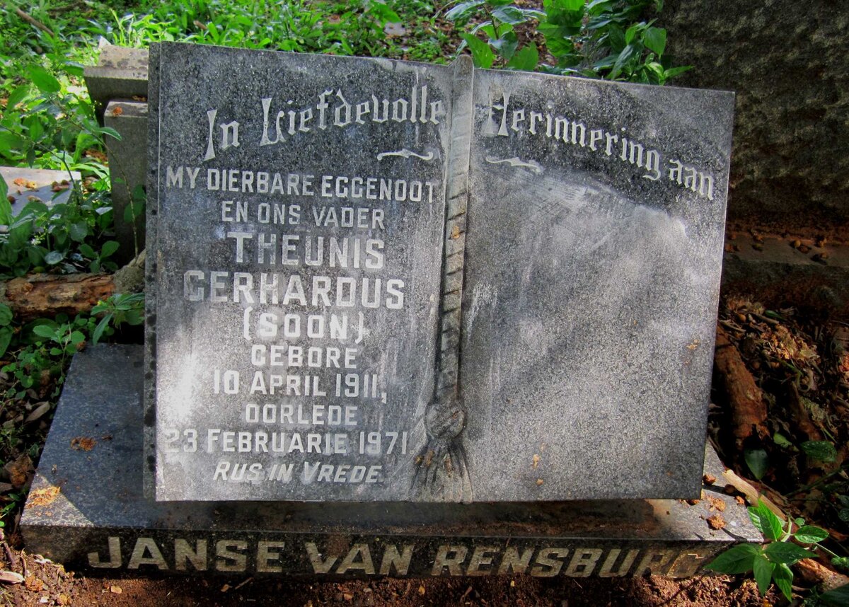 RENSBURG Theunis Gerhardus, Janse van 1911-1971