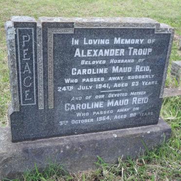 REID Alexander Troup -1941 &amp; Caroline Maud -1964
