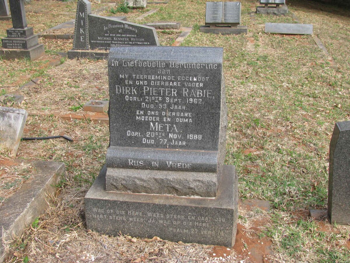RABIE Dirk Pieter -1962 &amp; Meta -1989