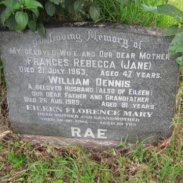 RAE William Dennis -1989 &amp; Frances Rebecca -1963 &amp; Eileen Florence May -2004