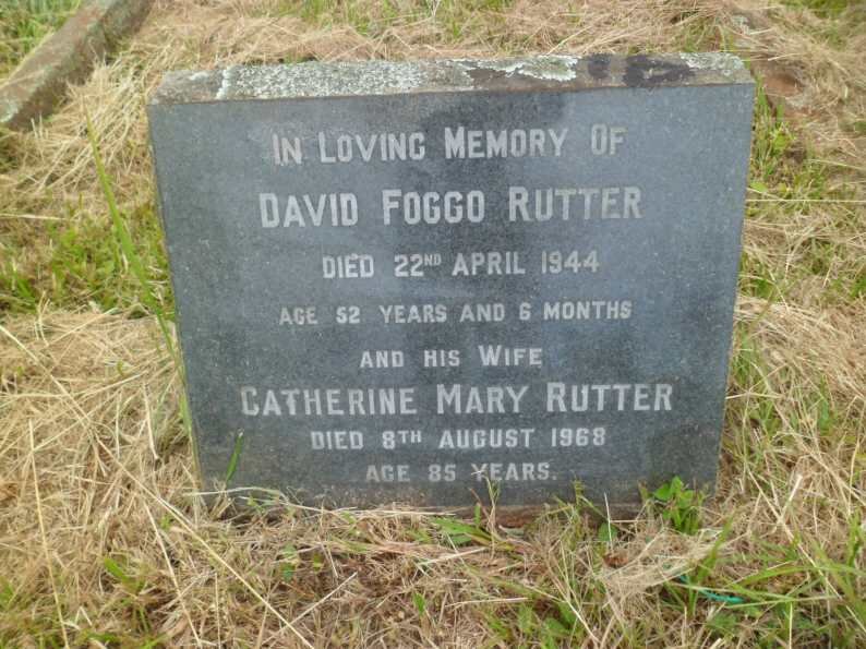 RUTTER David Foggo -1944 &amp; Catherine Mary -1968