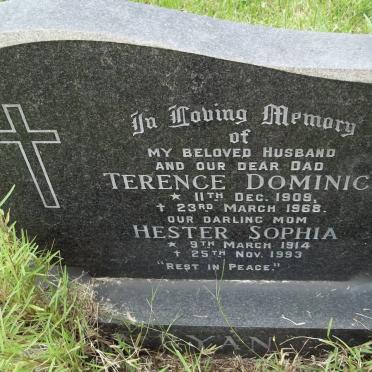 RYAN Terence Dominic 1909-1968 &amp; Hester Sophia 1914-1993