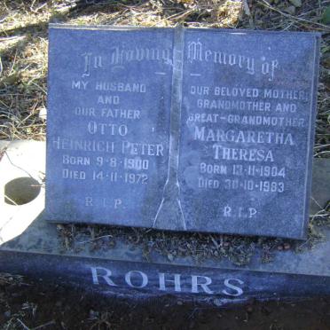 ROHRS Otto Heinrich Peter 1900-1972 &amp; Margaretha Theresa 1904-1983