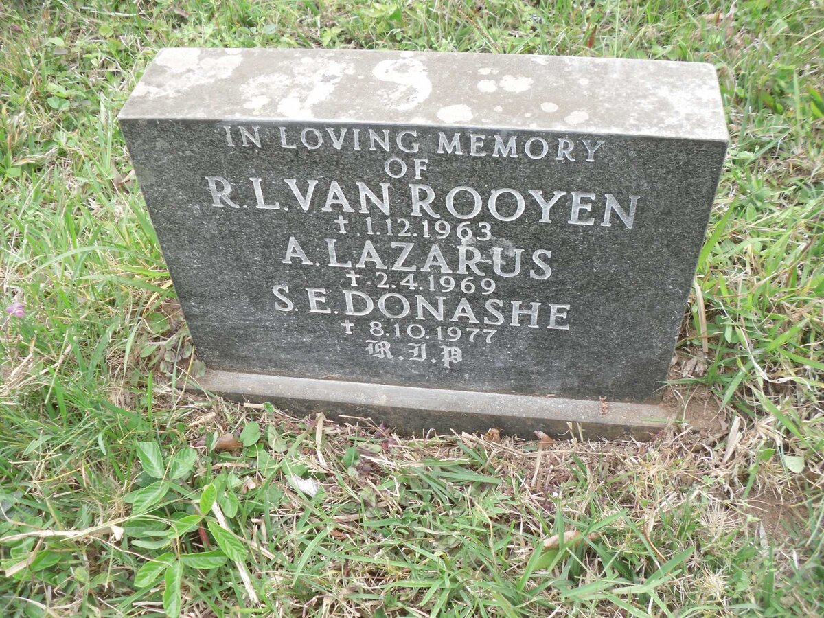 ROOYEN R.L., van -1963 :: LAZARUS A. -1969 :: DONASHE S.E. -1977